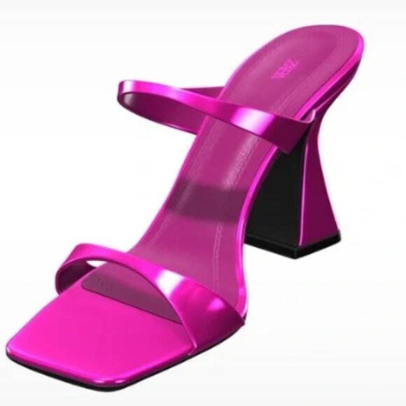 Zara Fuchsia Metallic-Effect Heeled Sandals - Picture 3 of 7
